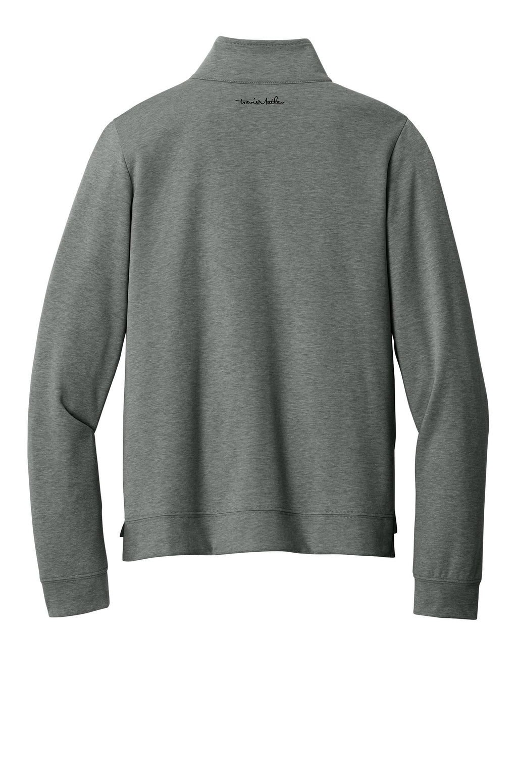 TravisMathew Women's Coveside 1/2-Zip – Dark Grey Heather – flat back