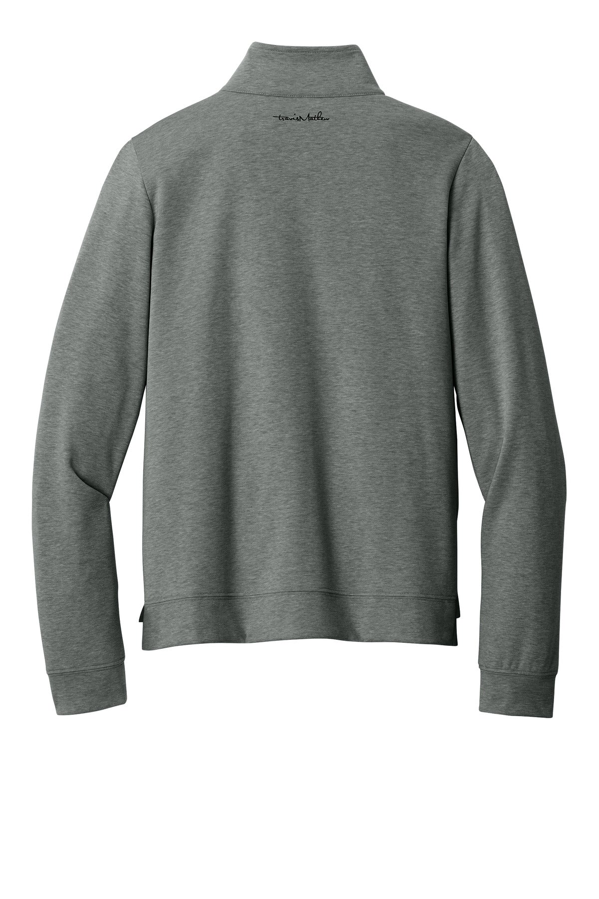 TravisMathew Women's Coveside 1/2-Zip – Dark Grey Heather – flat back