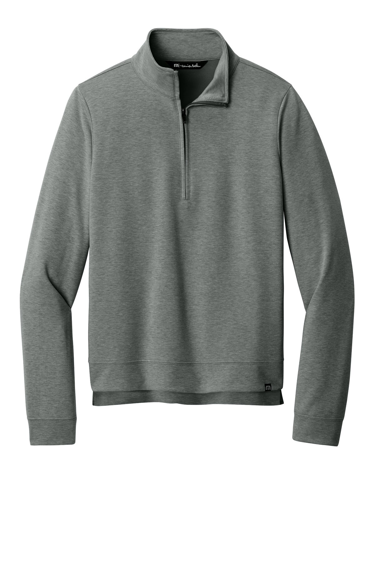 TravisMathew Women's Coveside 1/2-Zip – Dark Grey Heather – flat front