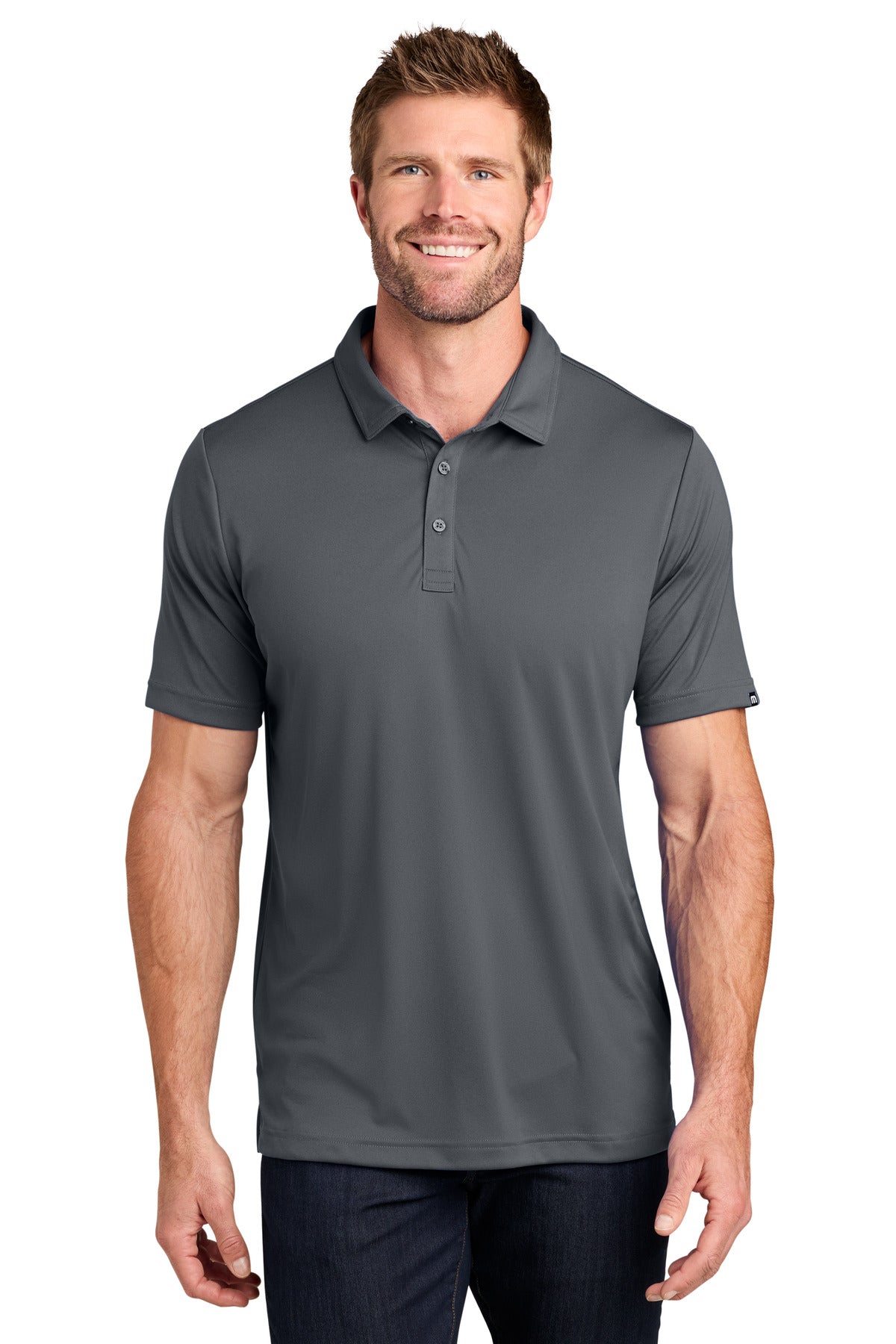 TravisMathew Coto Performance Polo – Quiet Shade Grey/ Black