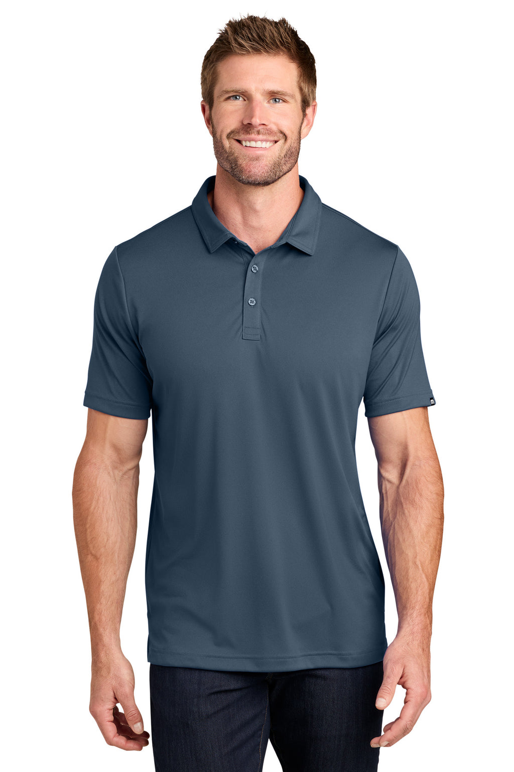 TravisMathew Coto Performance Polo – Vintage Indigo/ Black