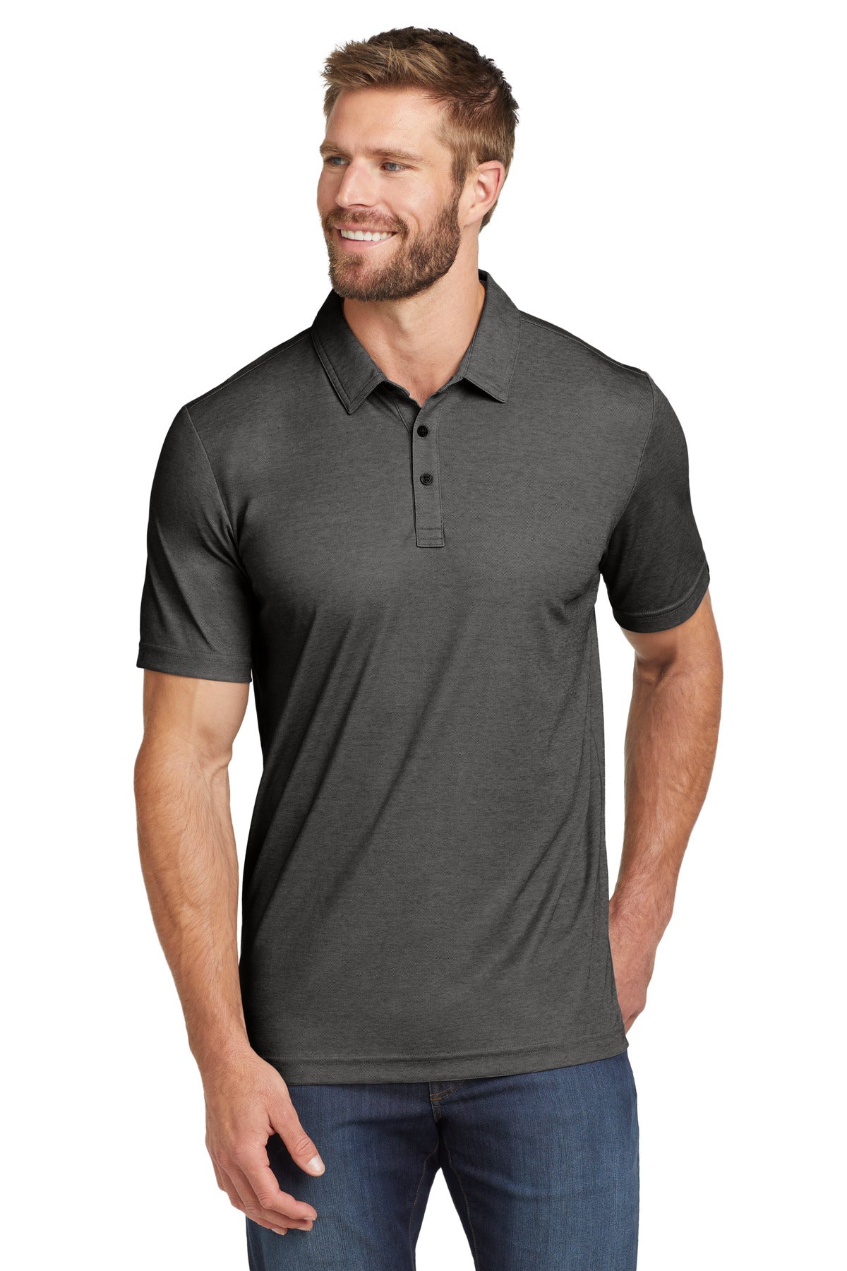 TravisMathew Oceanside Heather Polo – Black Heather
