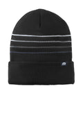 TravisMathew Striped Cuffed Beanie – Black – front