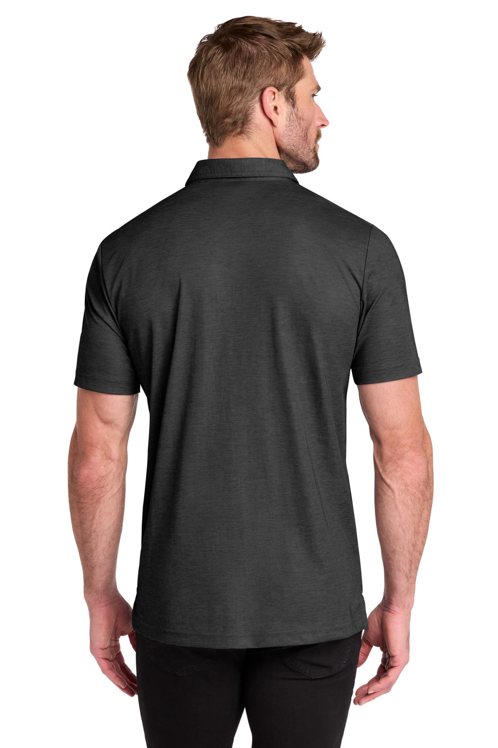TravisMathew Oceanside Heather Pocket Polo – Black Heather – back