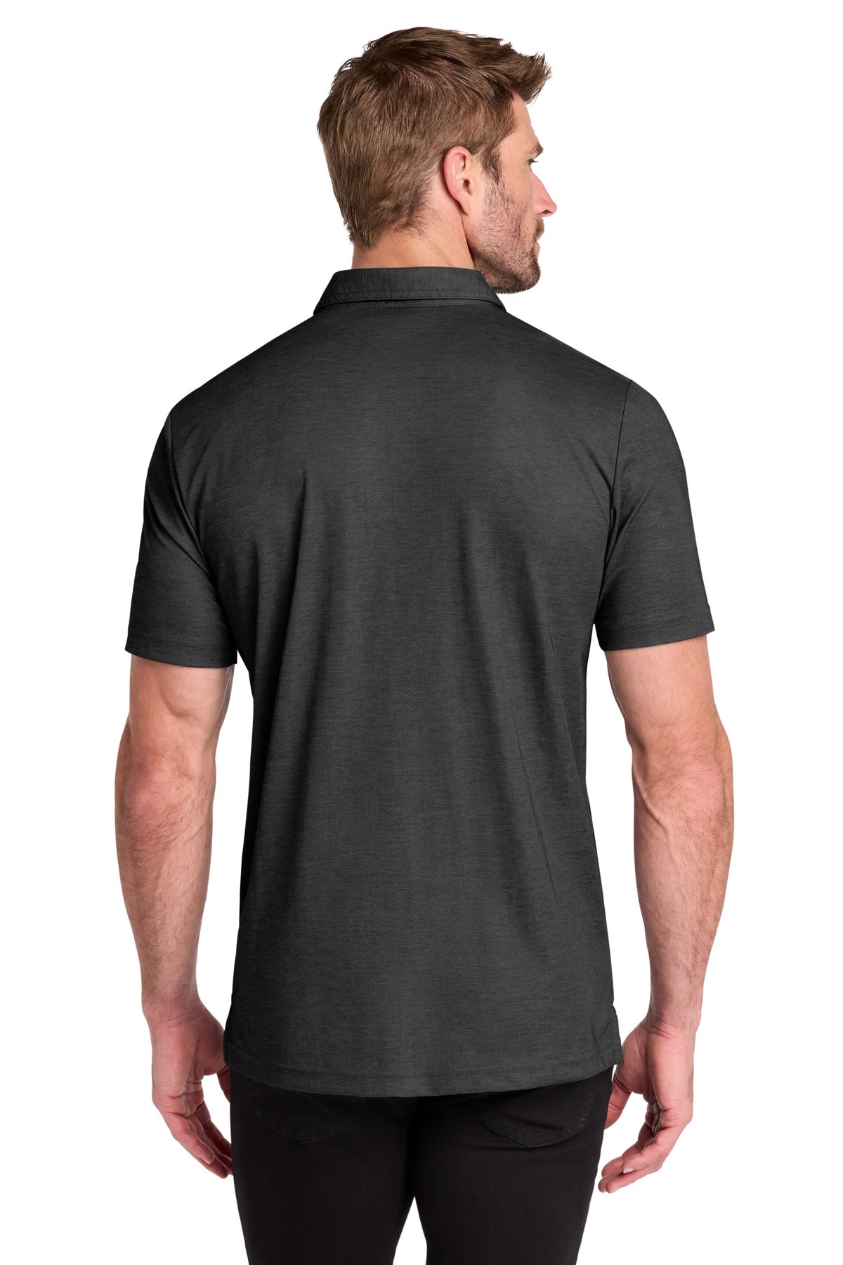 TravisMathew Oceanside Heather Pocket Polo – Black Heather – back