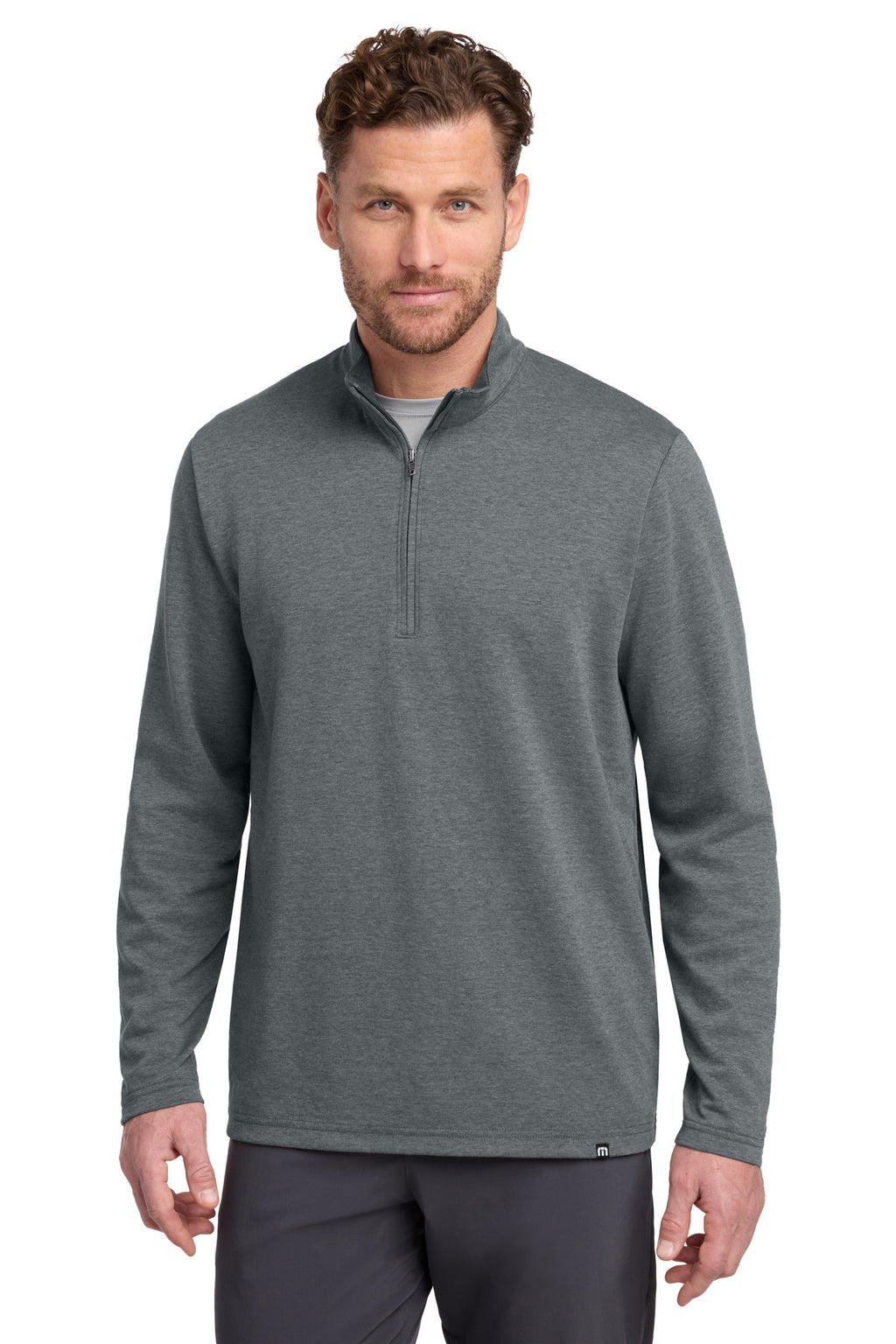 TravisMathew Coveside 1/4-Zip – Dark Grey Heather – front