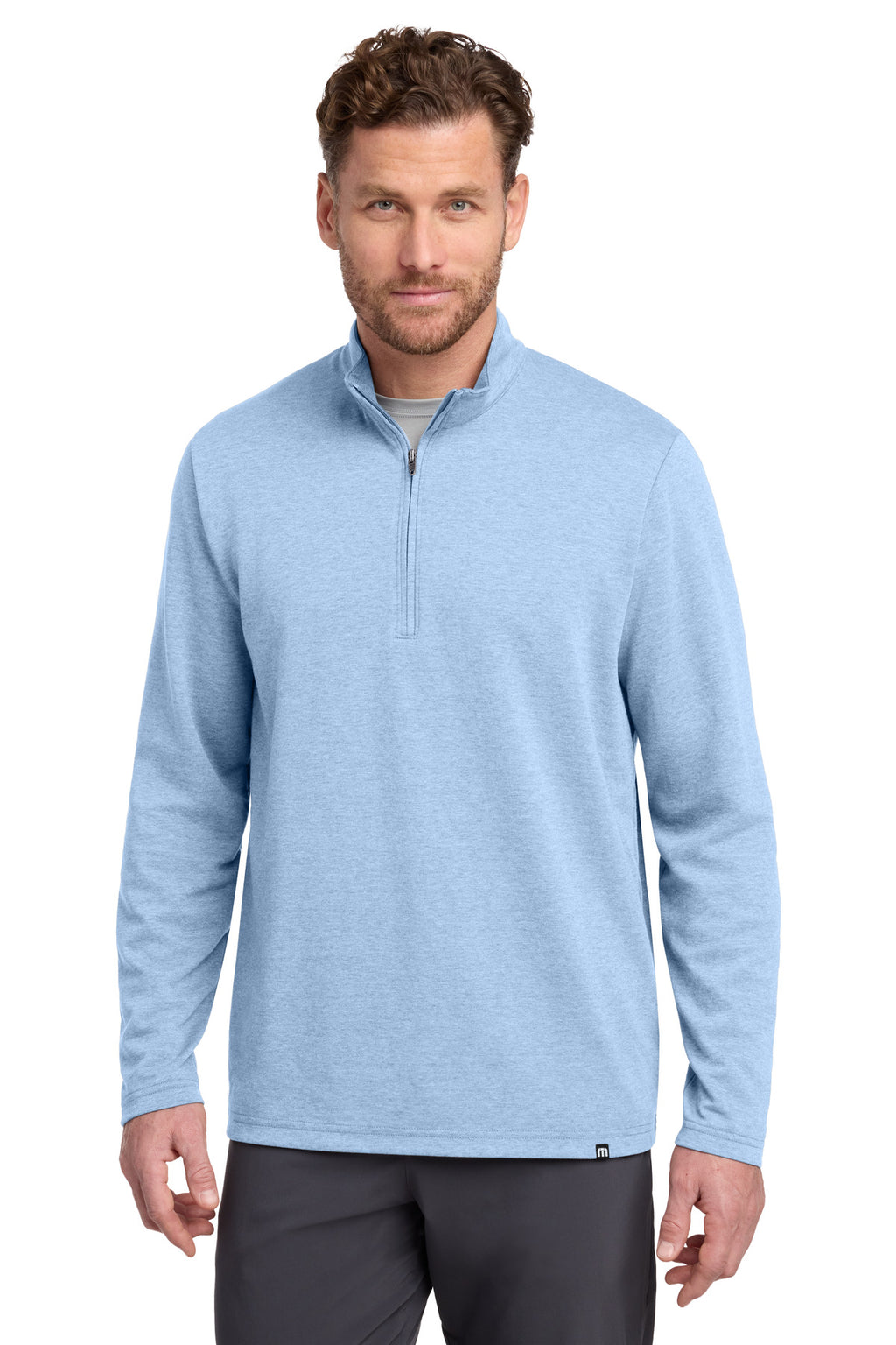 TravisMathew Coveside 1/4-Zip – Light Blue Heather