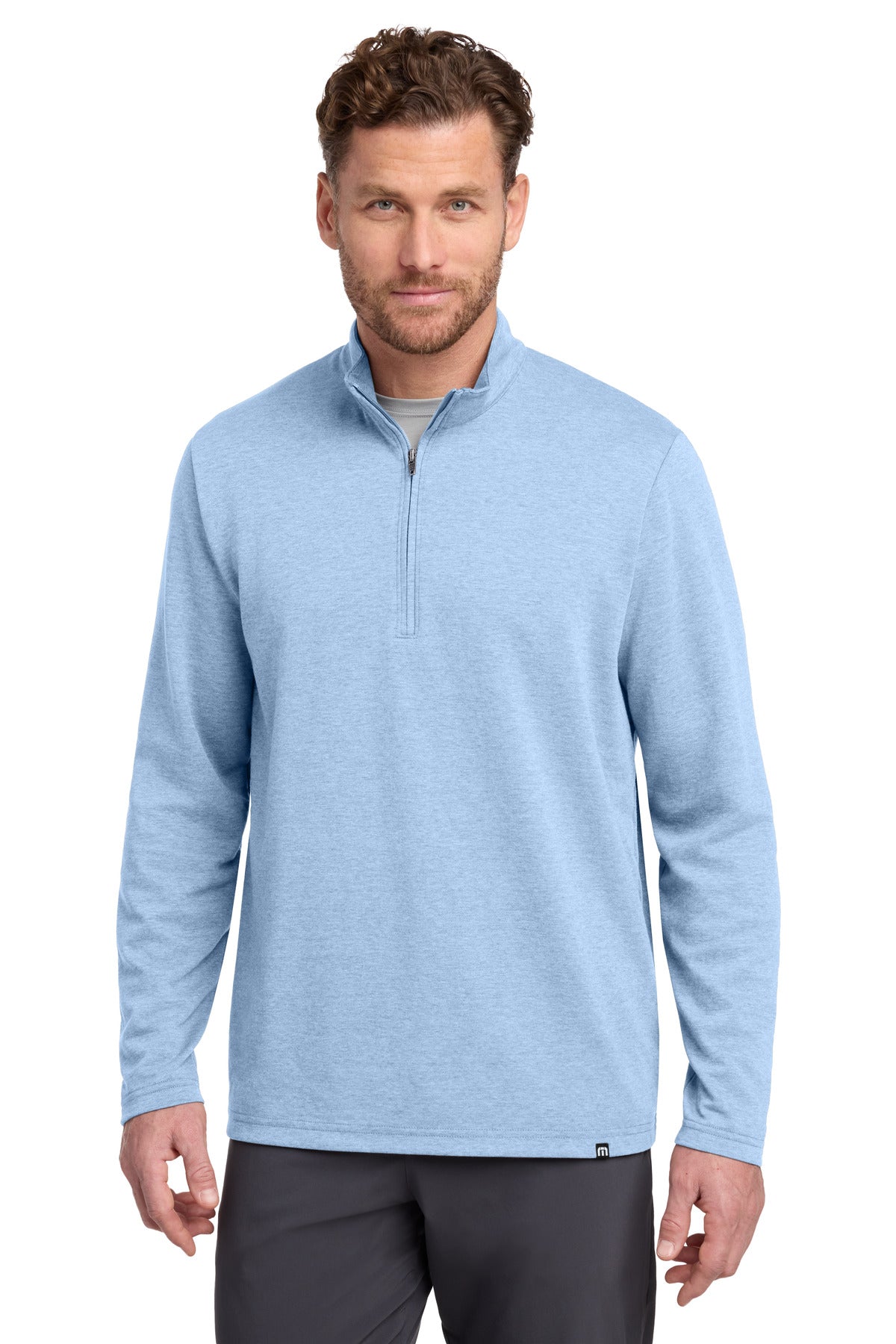 TravisMathew Coveside 1/4-Zip – Light Blue Heather