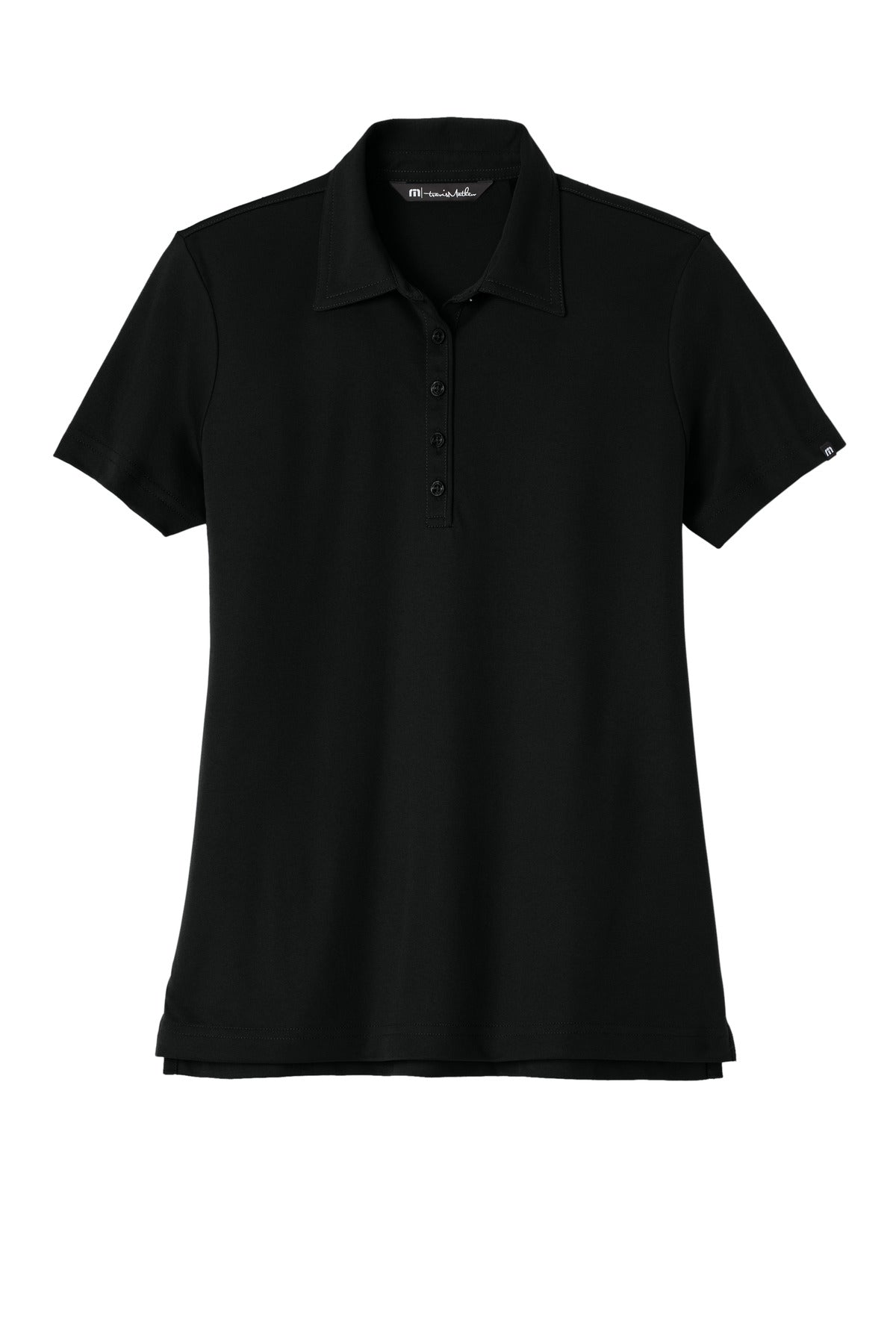 TravisMathew Women's Oceanside Solid Polo – Black – flat front