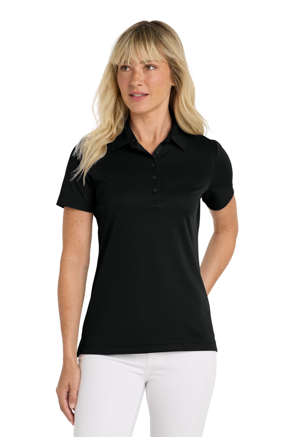 TravisMathew Women's Oceanside Solid Polo – Black – front