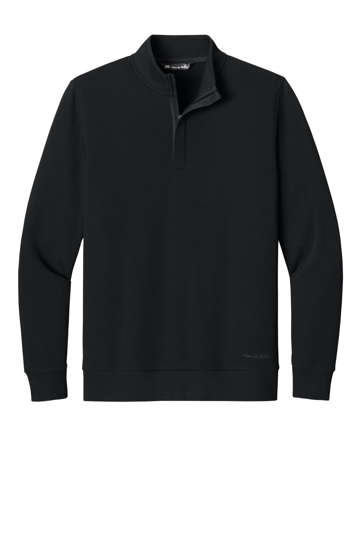 TravisMathew Ocean Villa 1/4-Zip – Black – flat front