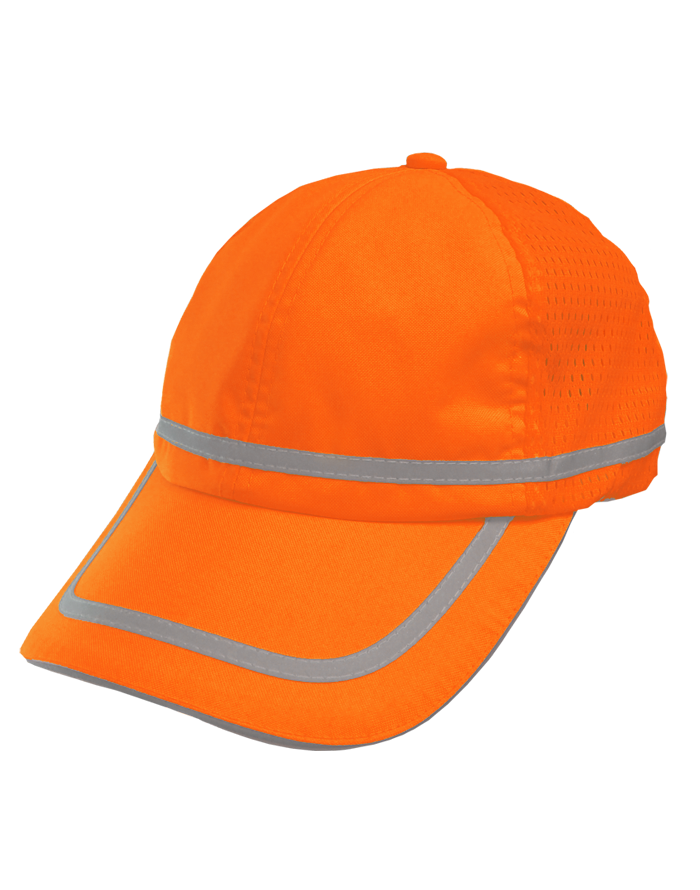 Reflective Apparel Hi-Vis Adjustable Safety Baseball Cap, ANSI Class E Headwear, Orange