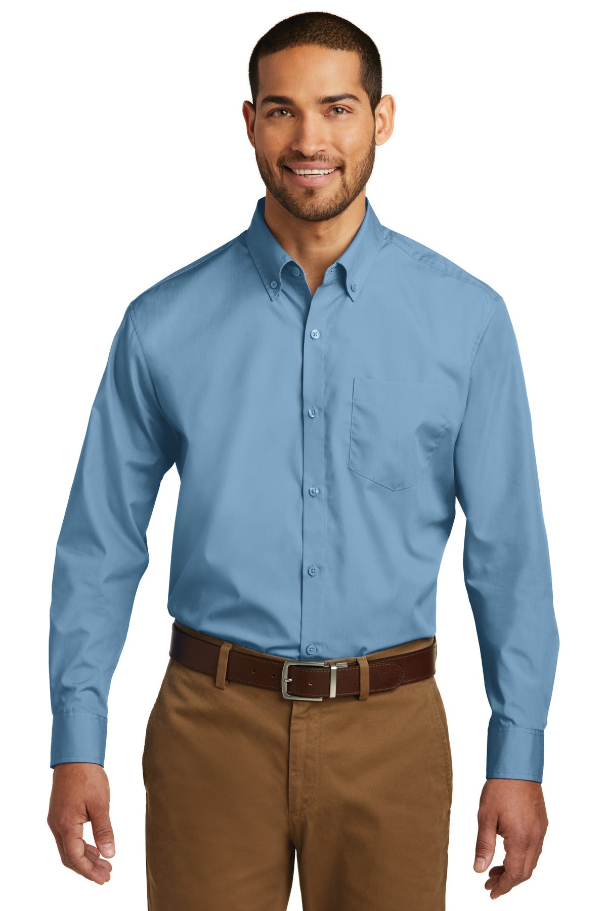 Port Authority Long Sleeve Carefree Poplin Shirt – Carolina Blue