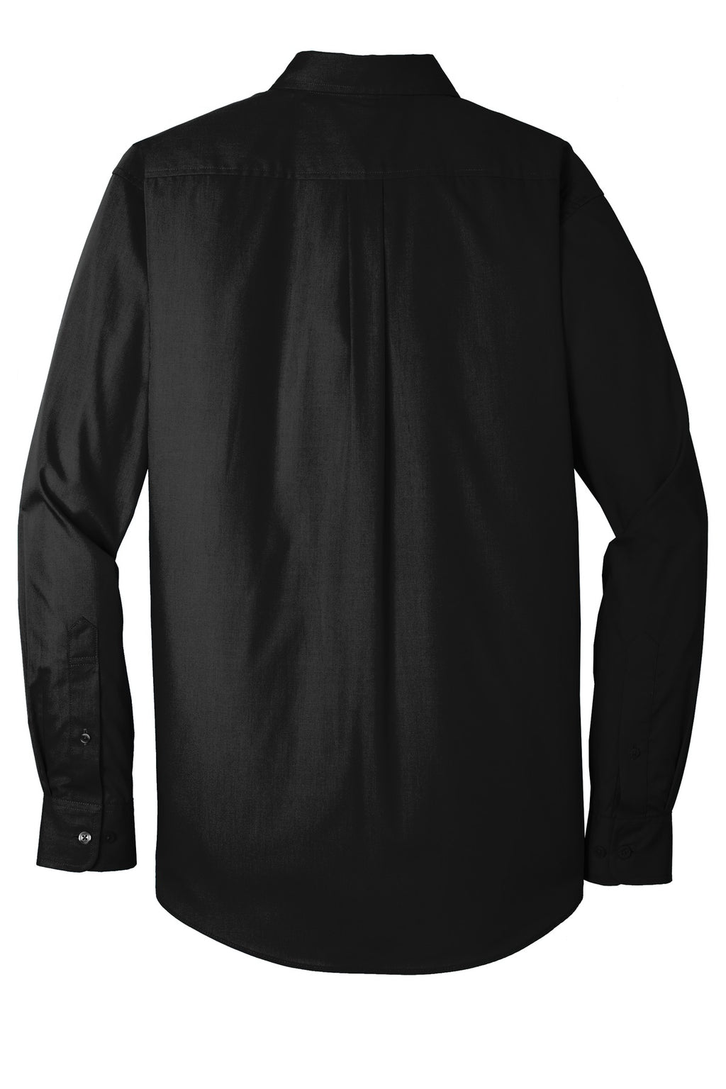 Port Authority Long Sleeve Carefree Poplin Shirt – Deep Black – flat back
