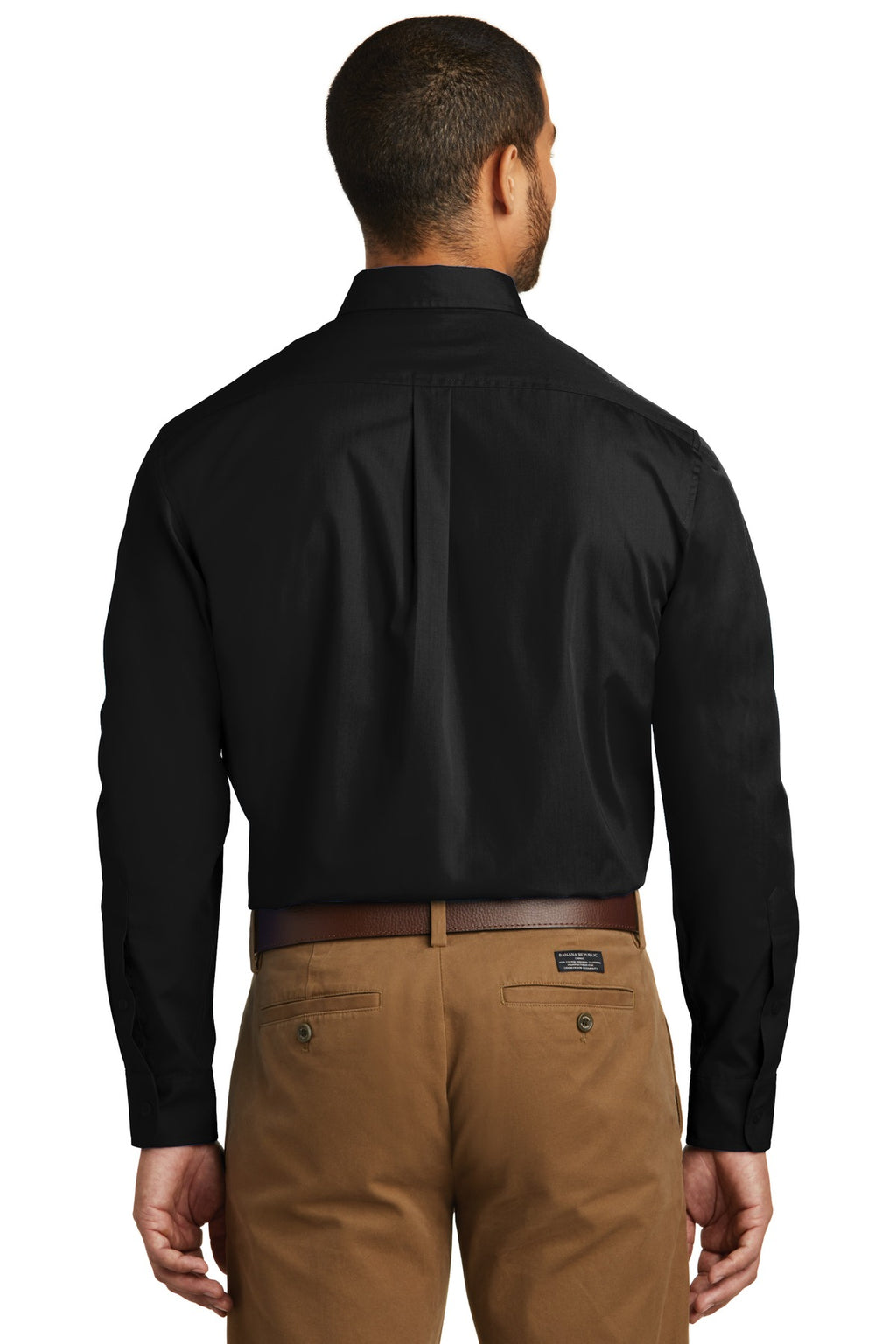 Port Authority Long Sleeve Carefree Poplin Shirt – Deep Black – back