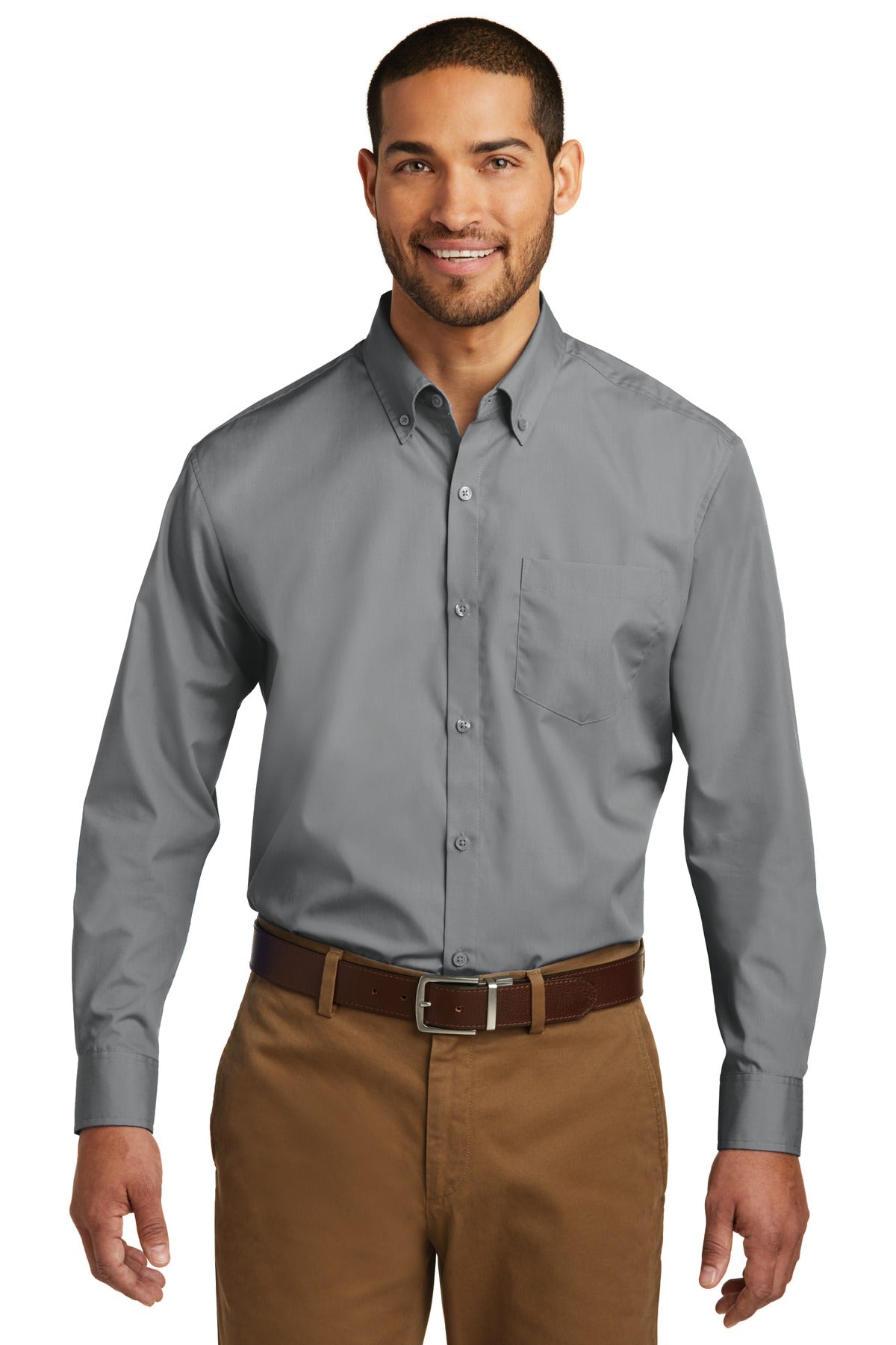 Port Authority Long Sleeve Carefree Poplin Shirt – Gusty Grey