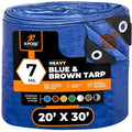 X-Pose Heavy-Duty Poly Tarp 20' x 30', 7 mil, Blue/Brown Reversible