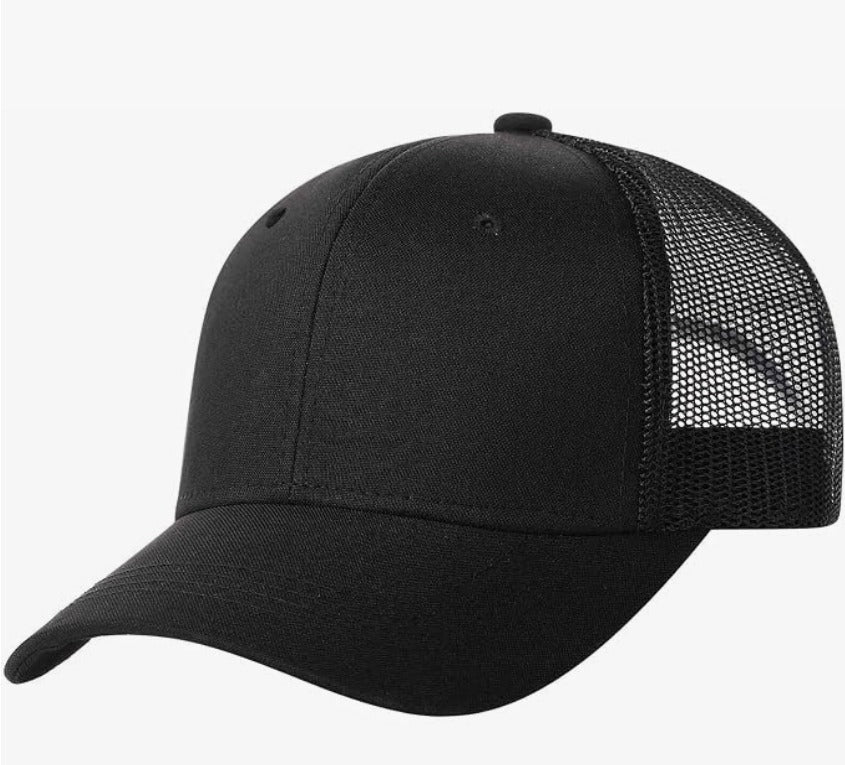 Reliable Onsite Services big fit trucker cap, Black XL-XXL (blank photo, logo mockup to follow)